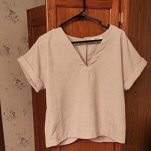 Madewell Light Gray V-Neck Blouse